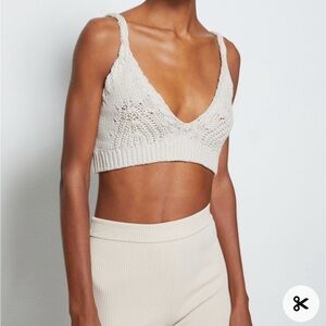 Jonathan Simkhai Elsa Open Cable Knit Crop Top - XS